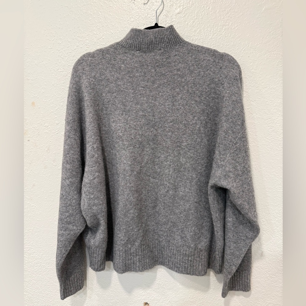 AllSaints Asha High Neck Sweater Size Xs  Grey Wool Blend Crop Oversized Boxy - Picture 3 of 8